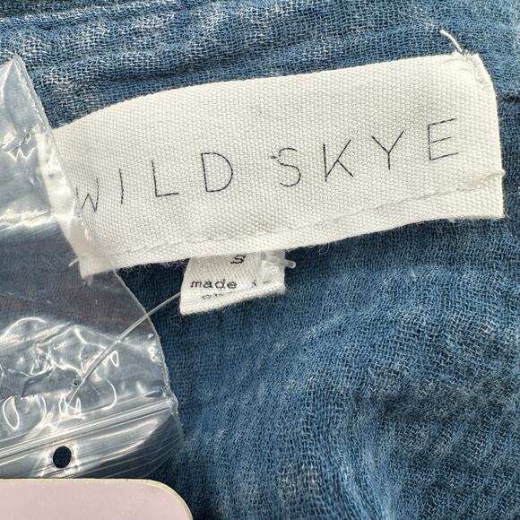 Wild Skye Raw Earth Button Up Shirt Top WMNS S Blue 4W30459 Long Sleeve Cotton - Picture 4 of 10